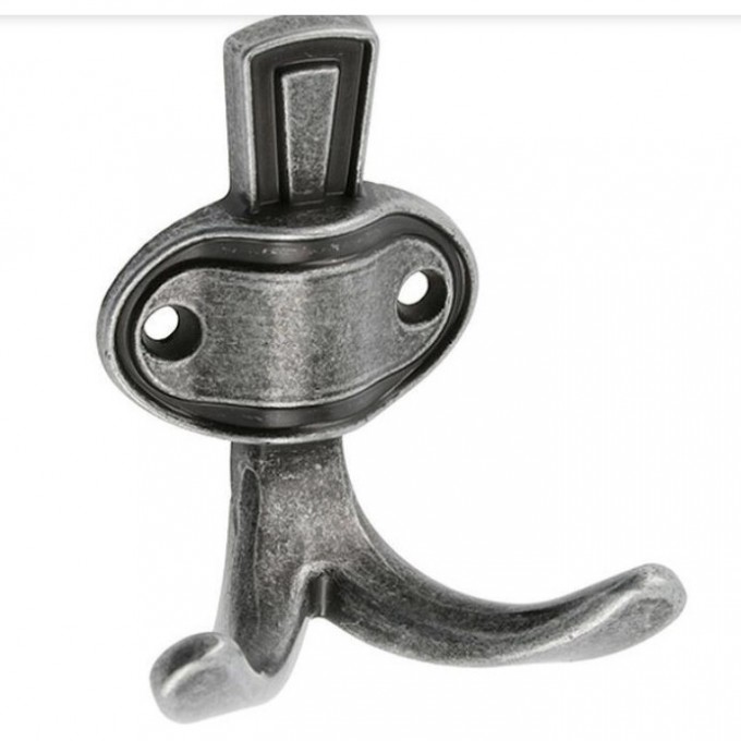 Крючок мебельный GTV WZ-CORUNA-M-07 CORUNA, маленький, античное серебро (комплект 2 шт) WZ-CORUNA-M-07-K